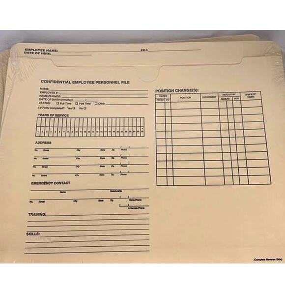 13 Employee Record Folders - ADA Compliant, Preprinted for HR & Payroll Use - Picture 3 of 10
